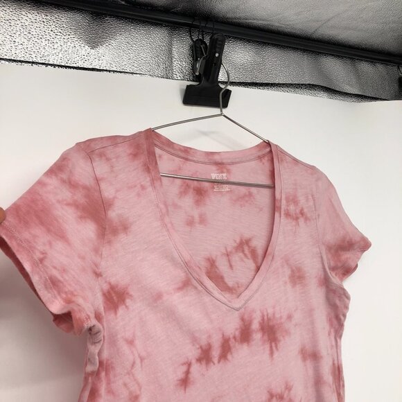 Victoria’s Secret Pink red and pink  tie dye vneck t-shirt - Picture 11 of 12